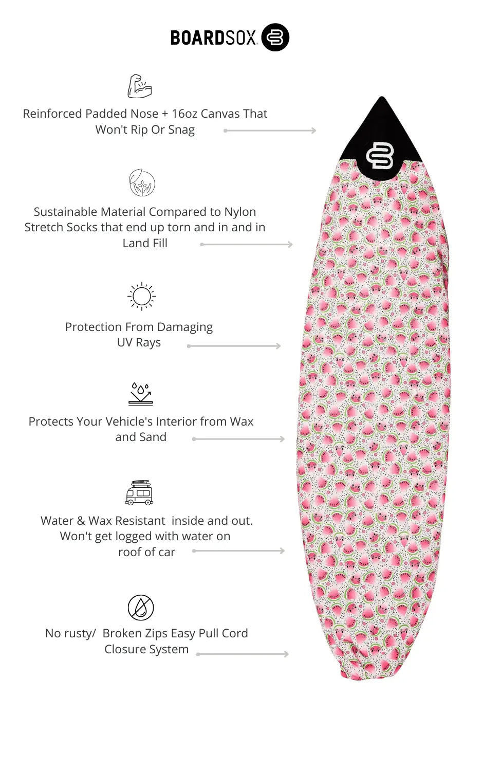 Watermelon Boardsox® Short Surfboard Cover - BOARDSOX®BoardSox Surfboard Cover