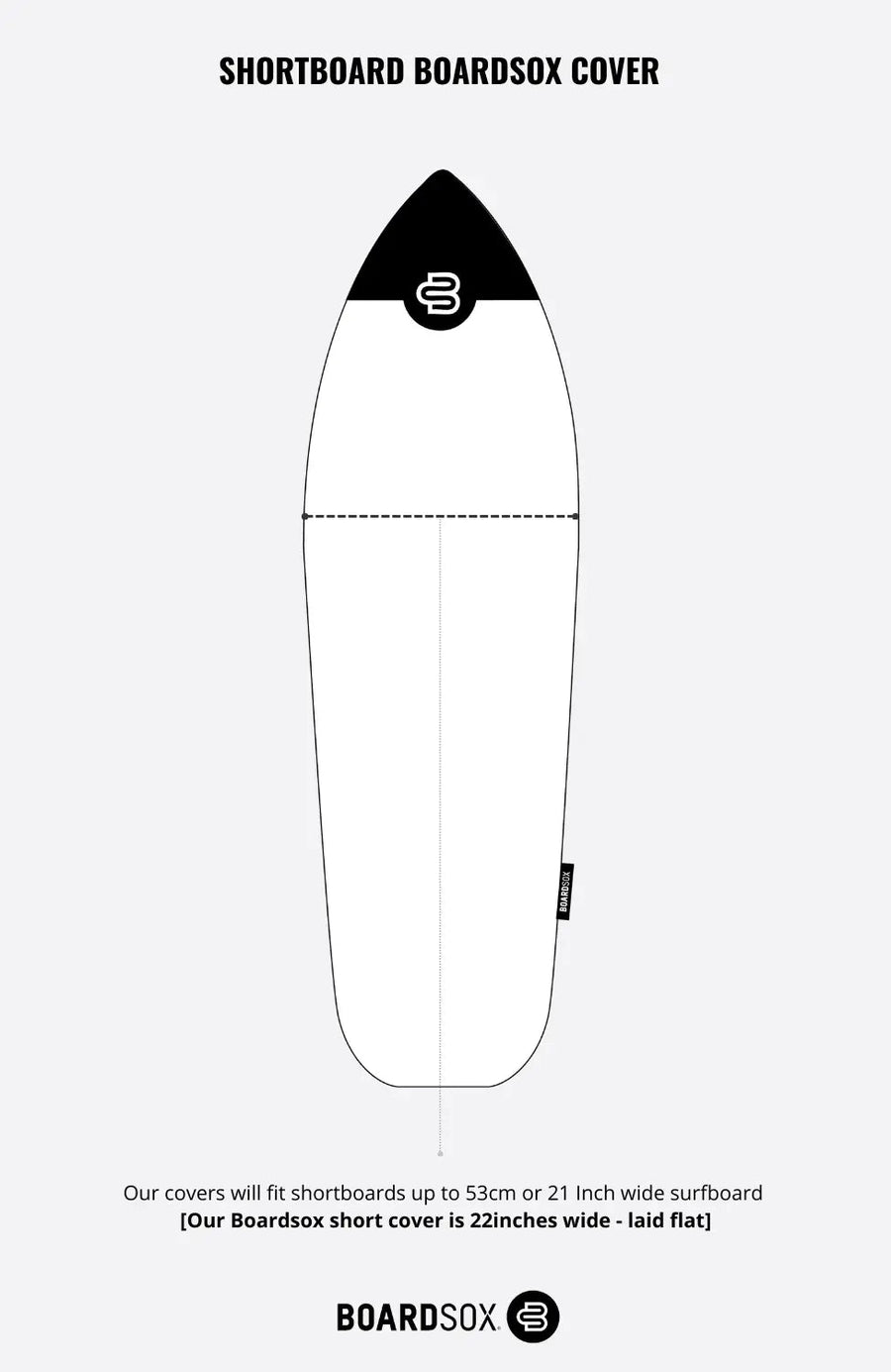 Bolt canvas shortboard cover, fits boards up to 21in wide
