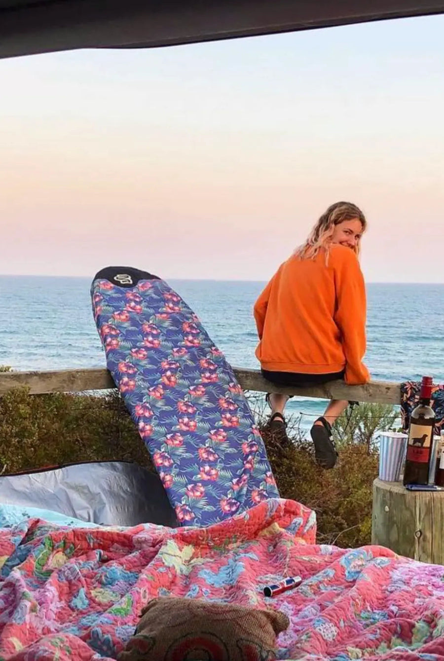 Hawaiian canvas longboard cover, fits boards up to 25in wide