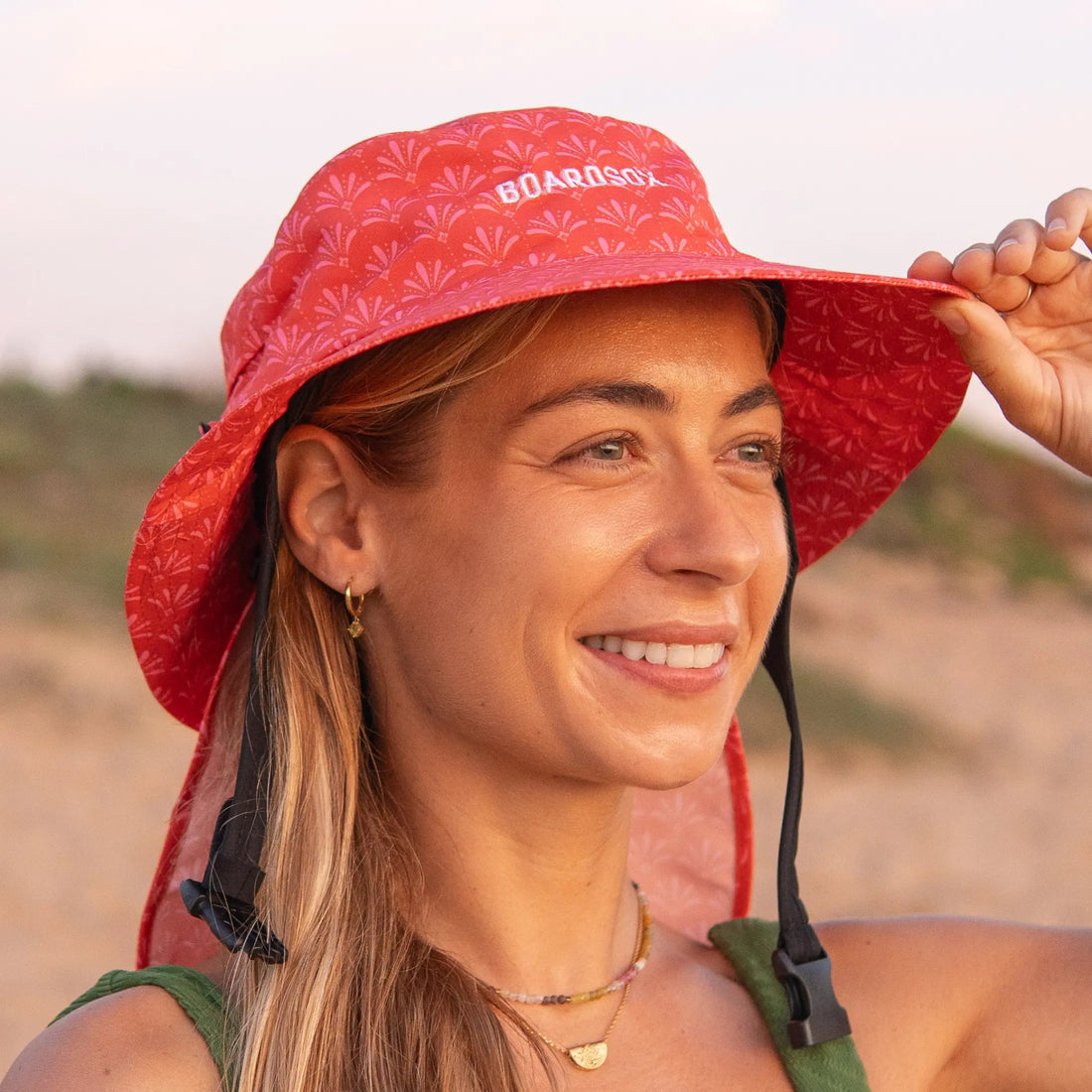 ISLA Boardsox surf hat in soft coral pink with hard shell insert