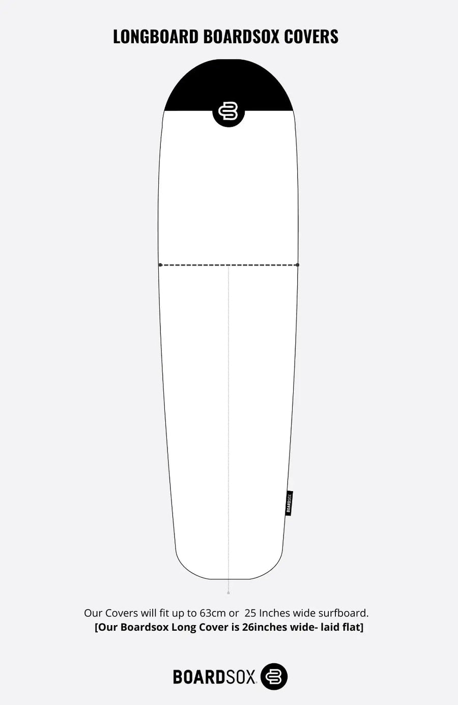 Honu canvas longboard cover, fits boards up to 25in wide